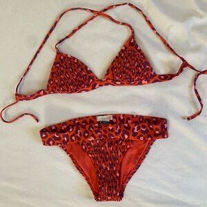 GB Red and pink Leopard Print Bikini